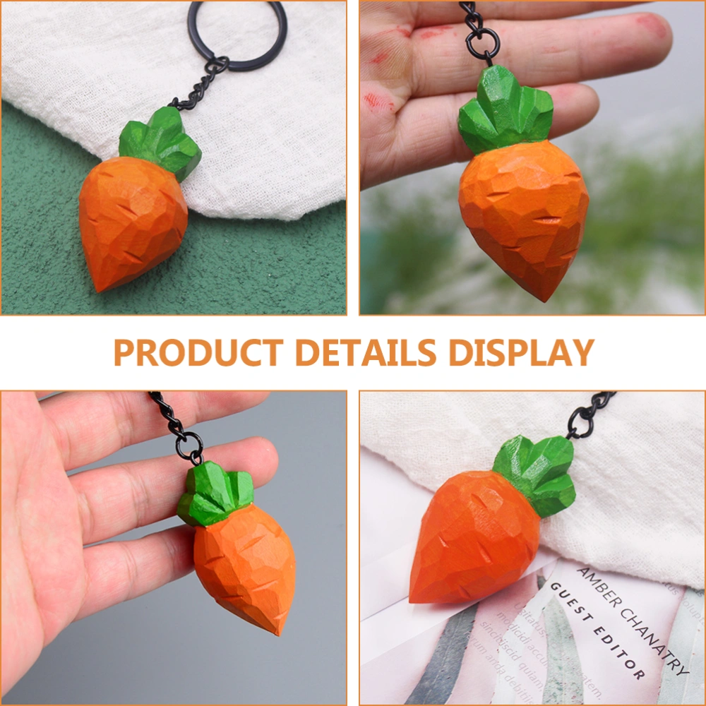 2pcs Wood Carrot Pendant Keychain Charm Key Ring Pendant Bag Handbag Backpack Decoration