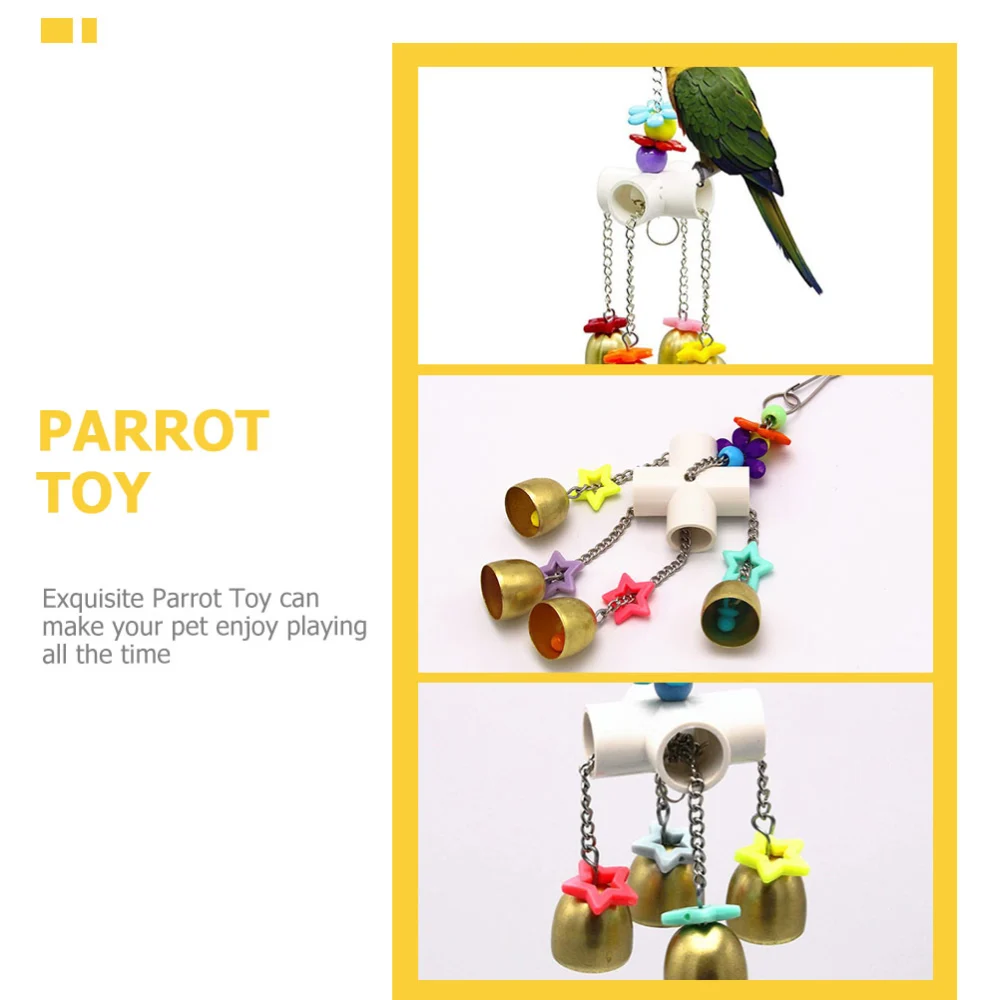 1 Set of Parrot Bells Toy Hanging Bell Toy Cockatiel Swing Bell Toy Parakeet Chew Toy