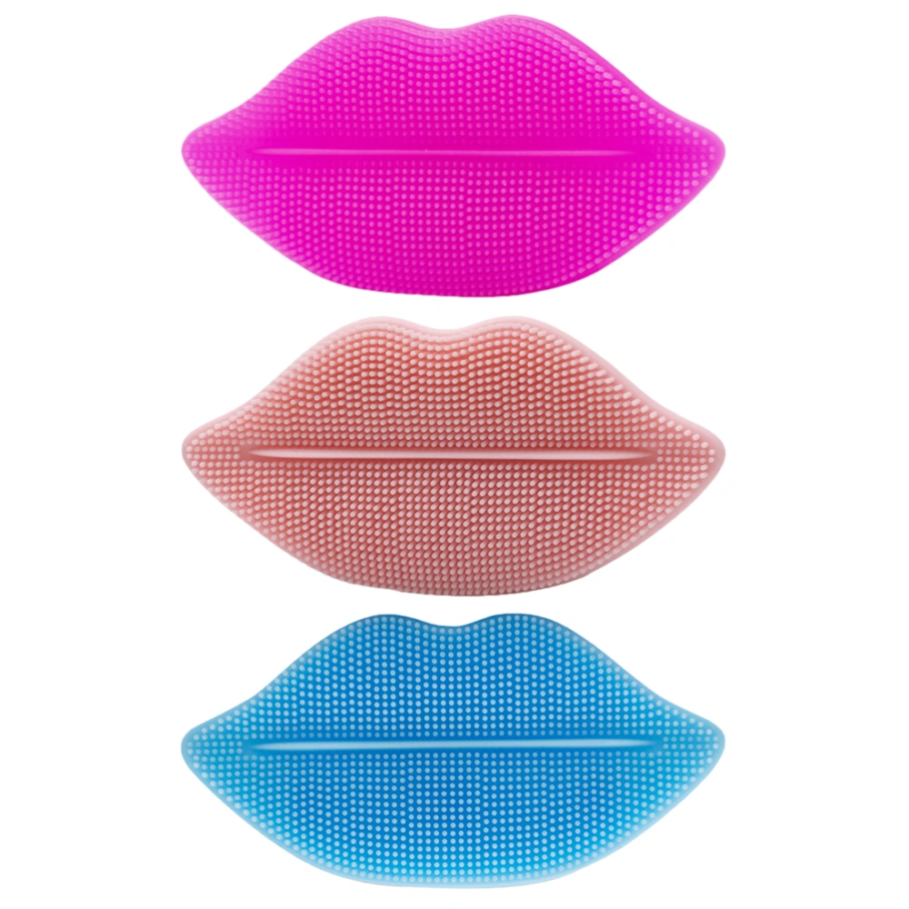 3pcs Lip Shape Cleaning Brushes Exfoliating Brushes Mini Exfoliating Lip Brushes