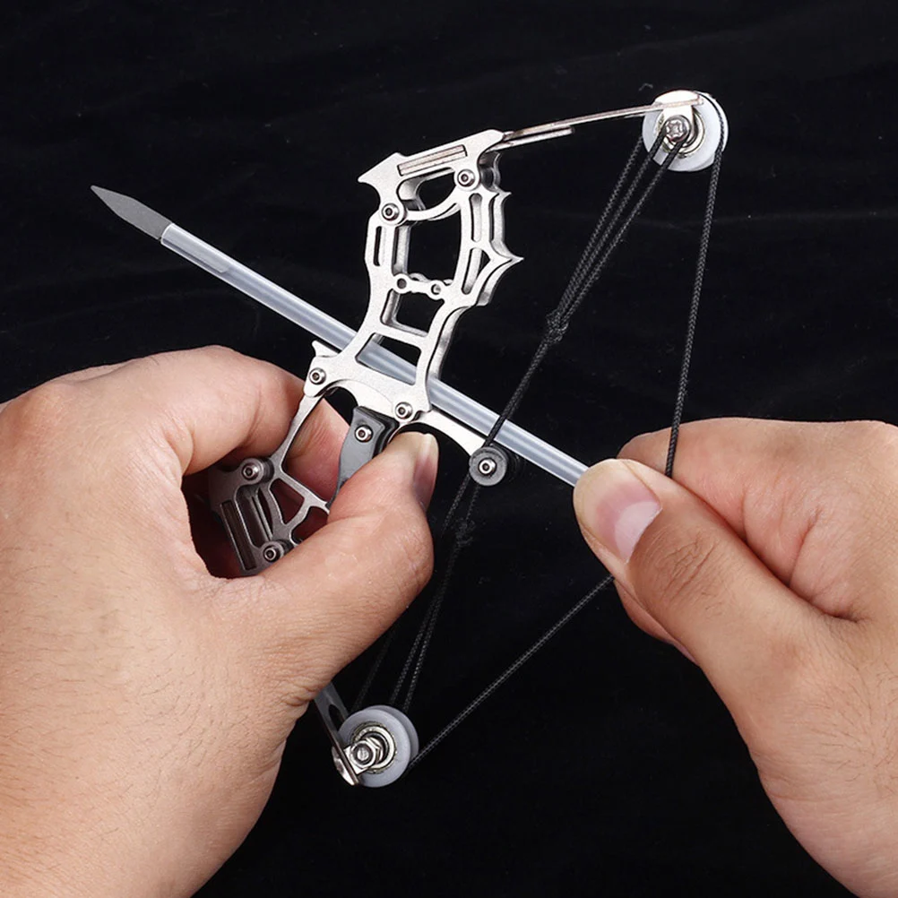 1 Set Kids Crossbow Toy Metal Bow Model Stainless Steel Bow Arrow Miniature Crossbow