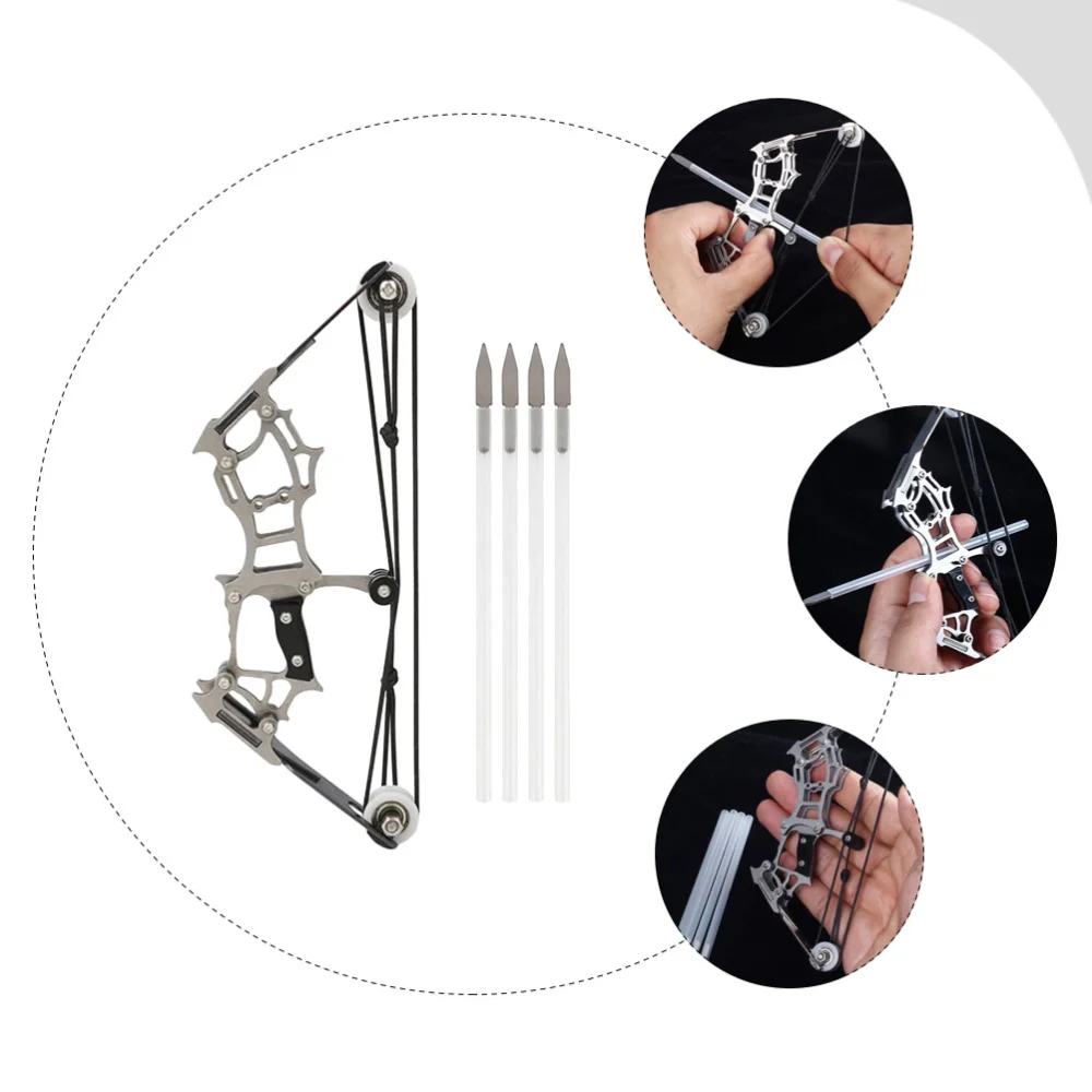 1 Set Kids Crossbow Toy Metal Bow Model Stainless Steel Bow Arrow Miniature Crossbow