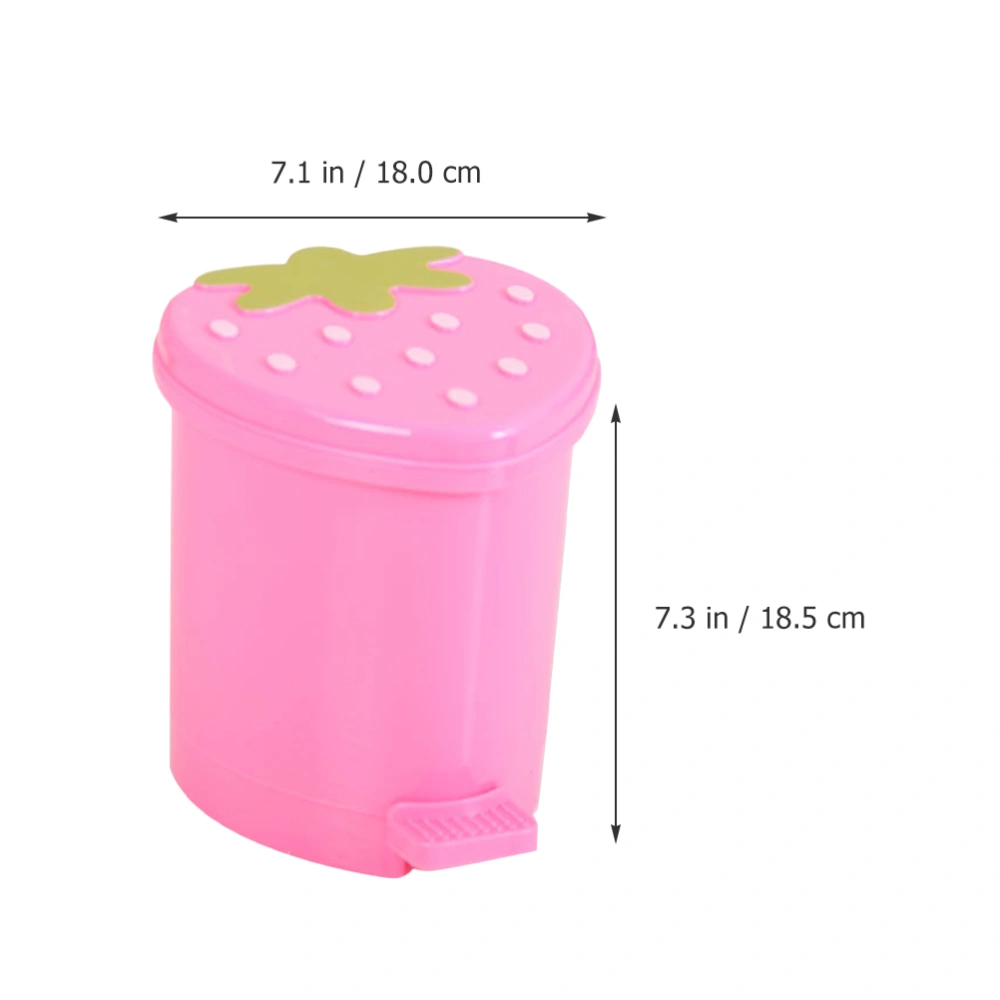 Cartoon Strawberry Trash Can Mini Trash Can  Plastic Cute Desktop Trash Can Room Decor