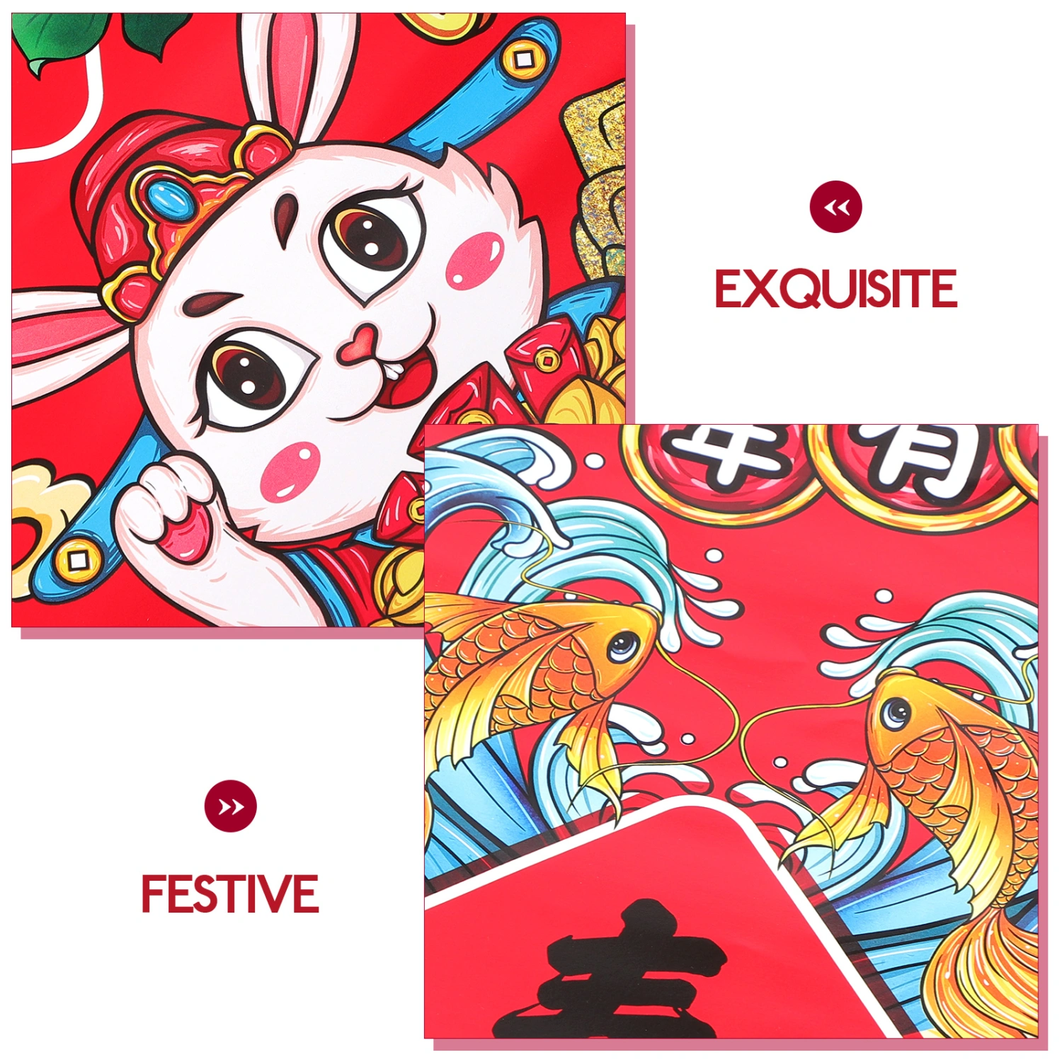 1 Set of Chinese Couplets Set 2023 Spring Festival Couplets New Year Red Envelopes Party Decors