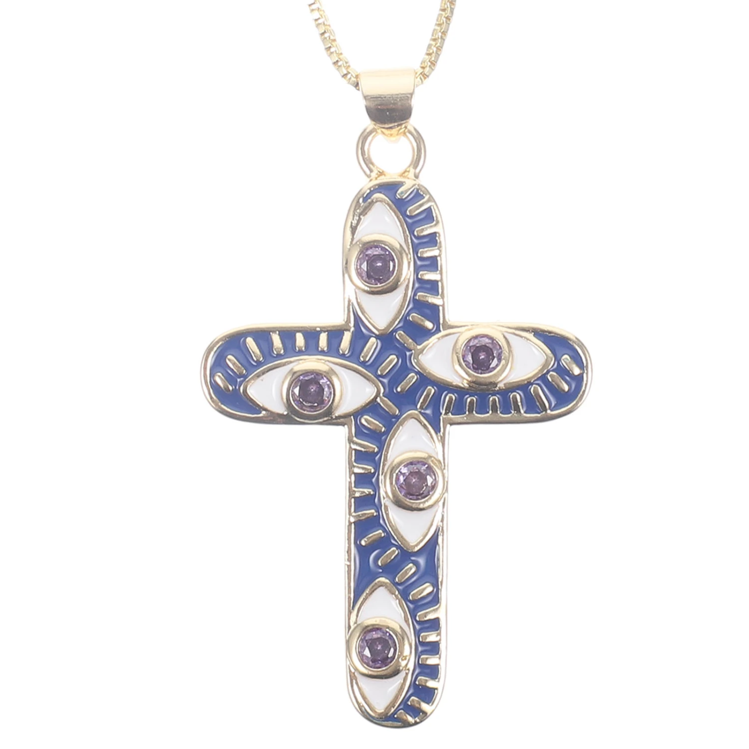 Evil Eye Necklace Exquisite Cross Pendant Necklace Evil Eye Charm Pendant Jewelry