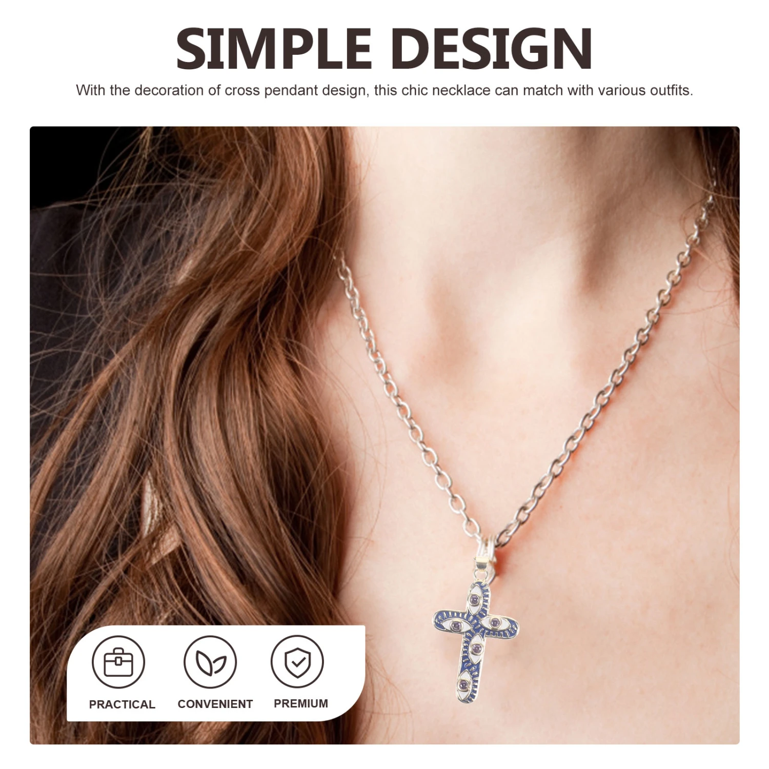Evil Eye Necklace Exquisite Cross Pendant Necklace Evil Eye Charm Pendant Jewelry