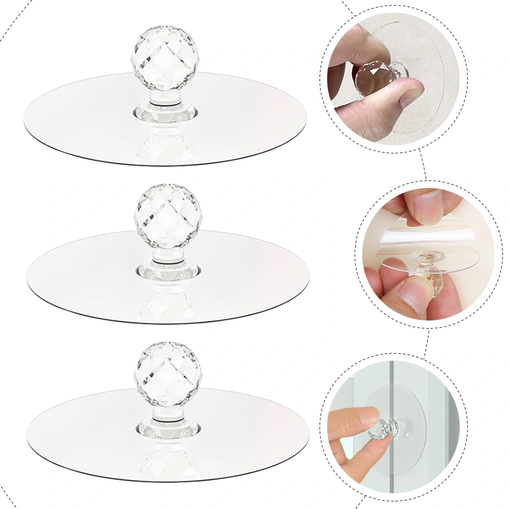 6pcs Drawer Knobs Crystal Wardrobe Knobs Cabinet Door Pulls Dresser Handles Sticky Hooks