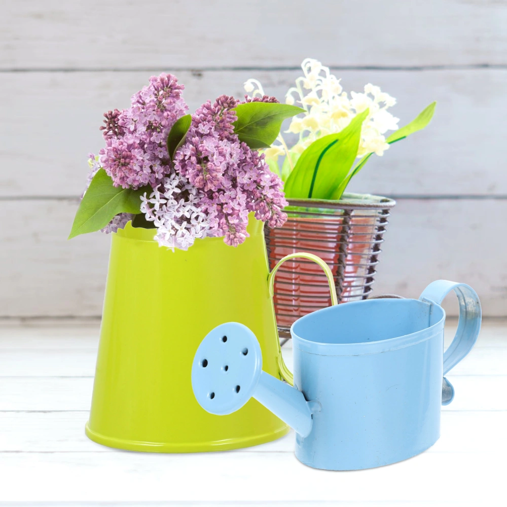 3Pcs Small Iron Planter Desktop Flower Pot Flower Bucket Vase with Handle for Home