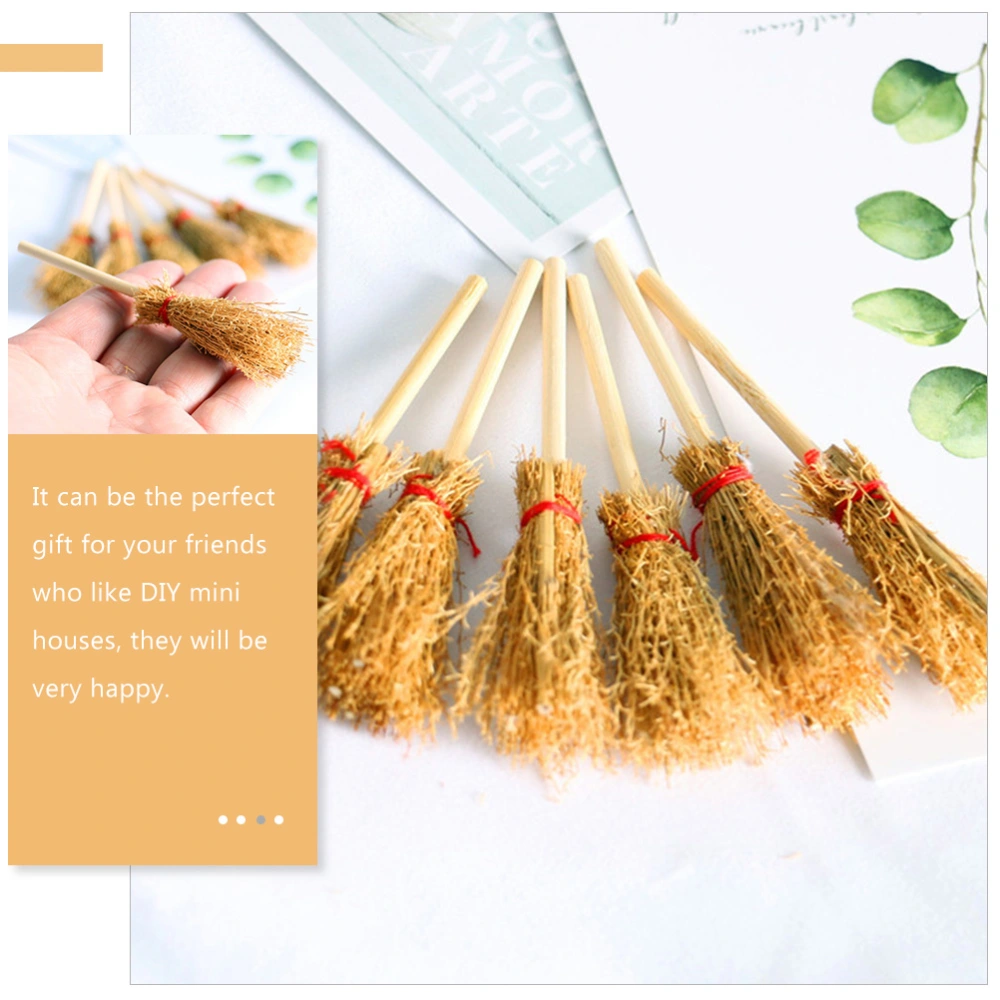 6Pcs Simulation Brooms Adorns Miniature Scene Decors Mini House Brooms Lifelike Brooms