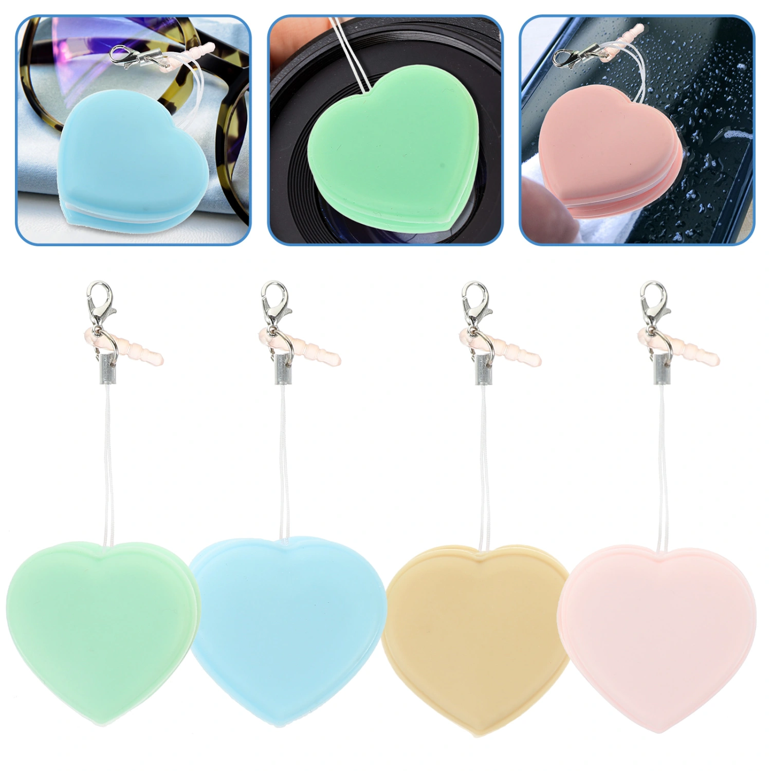 4pcs Screen Cleaning Cloths Glass Lens Cleaner Wipes Phone Cleaner Wipes Key Hanging Decors