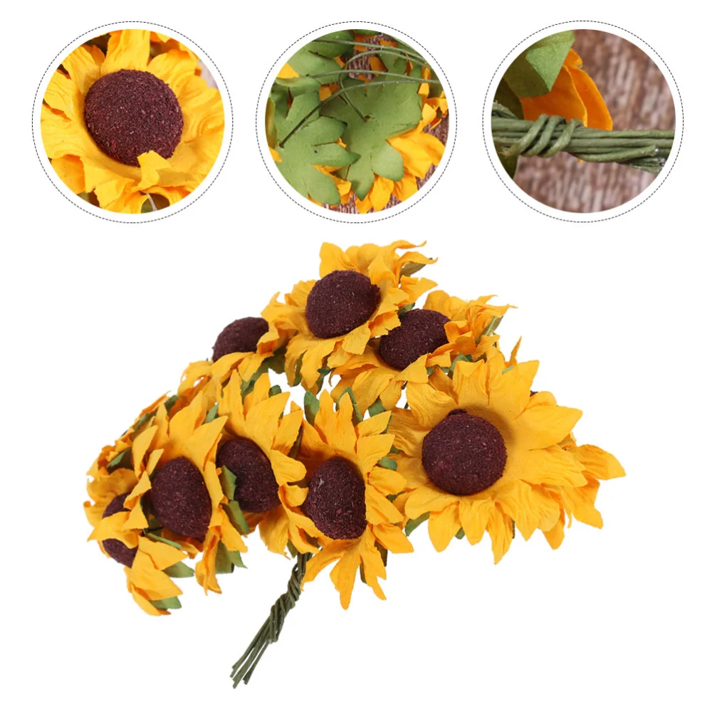 2 Bags of Sunflower Wreath Ornaments Artificial Flower Gift Box Decor Box Accessory