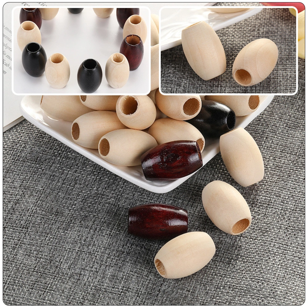 30Pcs Oval Wooden Beads Wooden Loose Beads Wooden Beads Garland DIY Beads DIY Supply