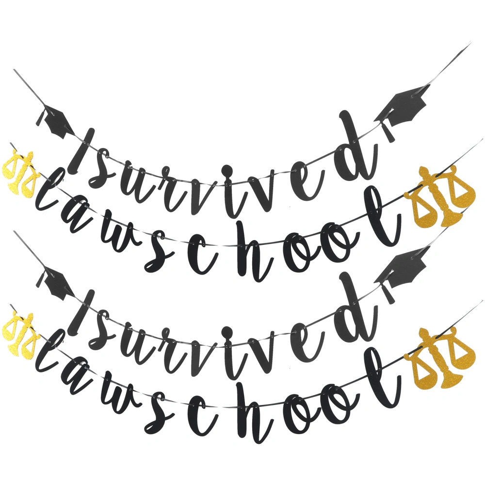 2 Sets of I Survived Law School Banner Grad Bunting Banner Graduation Banner