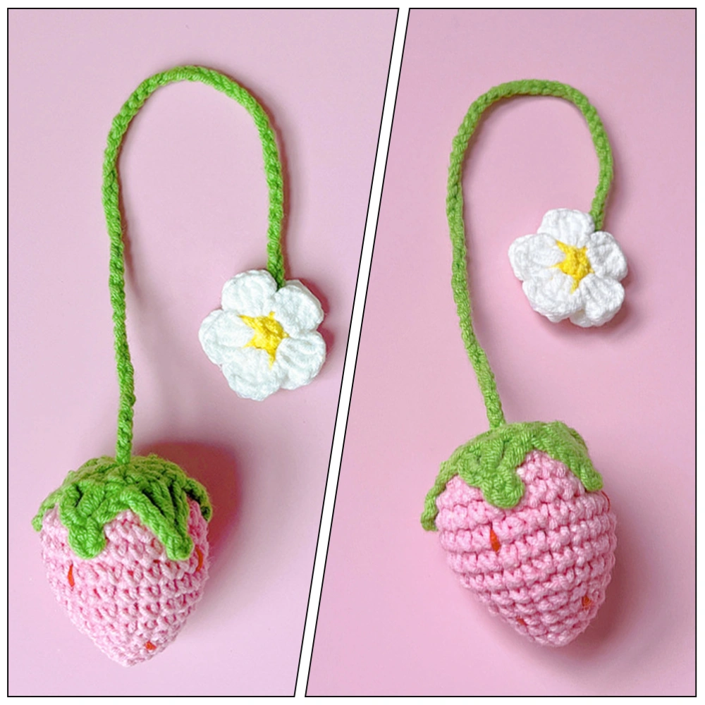 Car Hanging Ornament Flower Strawberry Crochet Pendant Car Mirror Hanging Charm