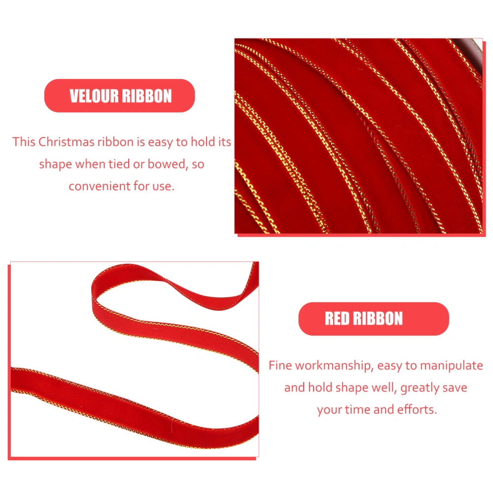 1 Roll Velour Ribbon for Christmas Wreath Decor Craft Gift Wrapping Bow Making 50 Yards