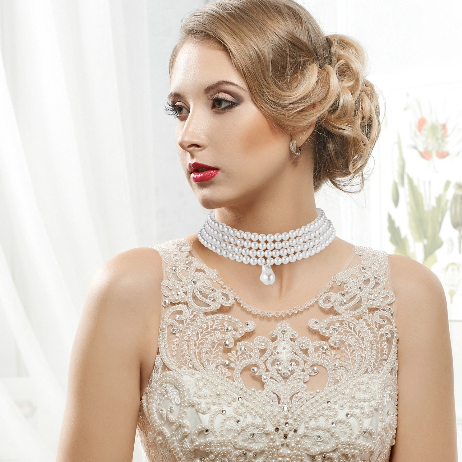 Fashion Necklace Multiple Layered Simulation Pearls Necklace Elegant Neck Chain Clothes Accessory for Women