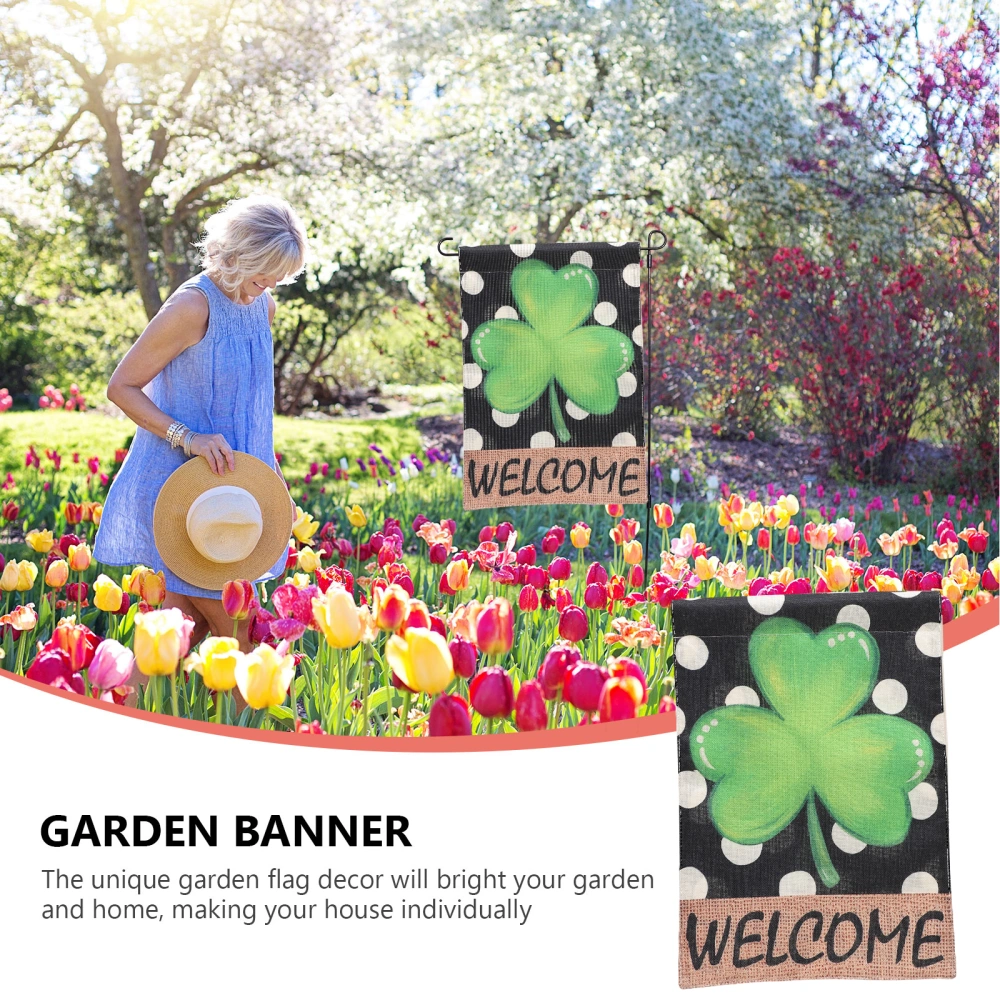 2pcs St Patricks Day Garden Flag Double Sided Shamrock Garden Flag for Outdoor Yard Decoration