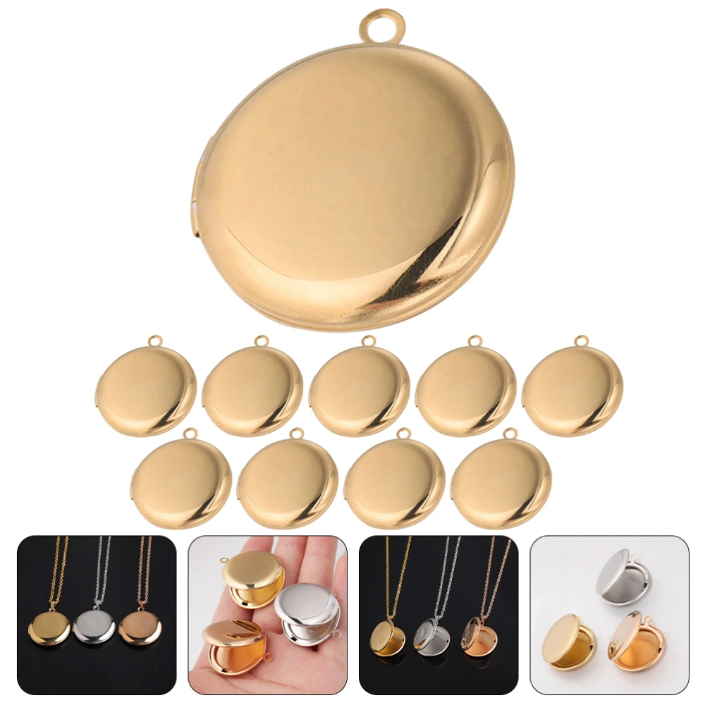 10pcs Round Locket Necklace Pendants Photo Frame Necklace Charm DIY Necklace Pendant