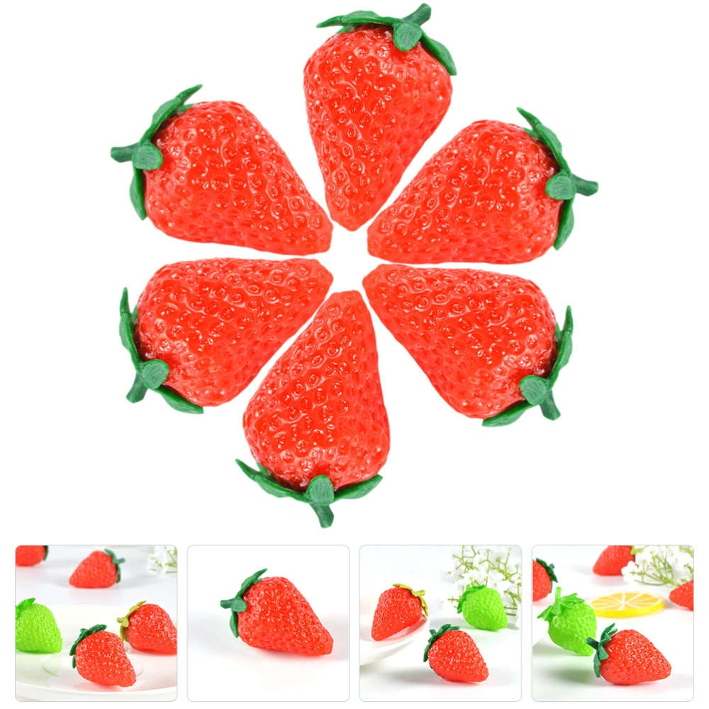 6Pcs Artificial Strawberry Realistic Fake Strawberries Simulation Fruits Photography Props