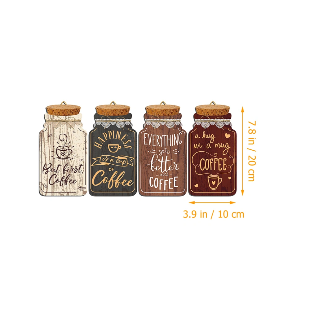 4Pcs Wood Coffee Sign Coffee Jar Wall Hanging Plaque Farmhouse Coffee Decor