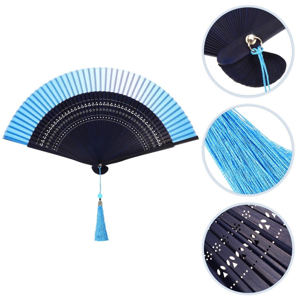 Folding Fan Chinese Style Hand Fan Vintage Handheld Fan with Tassel for Dancing