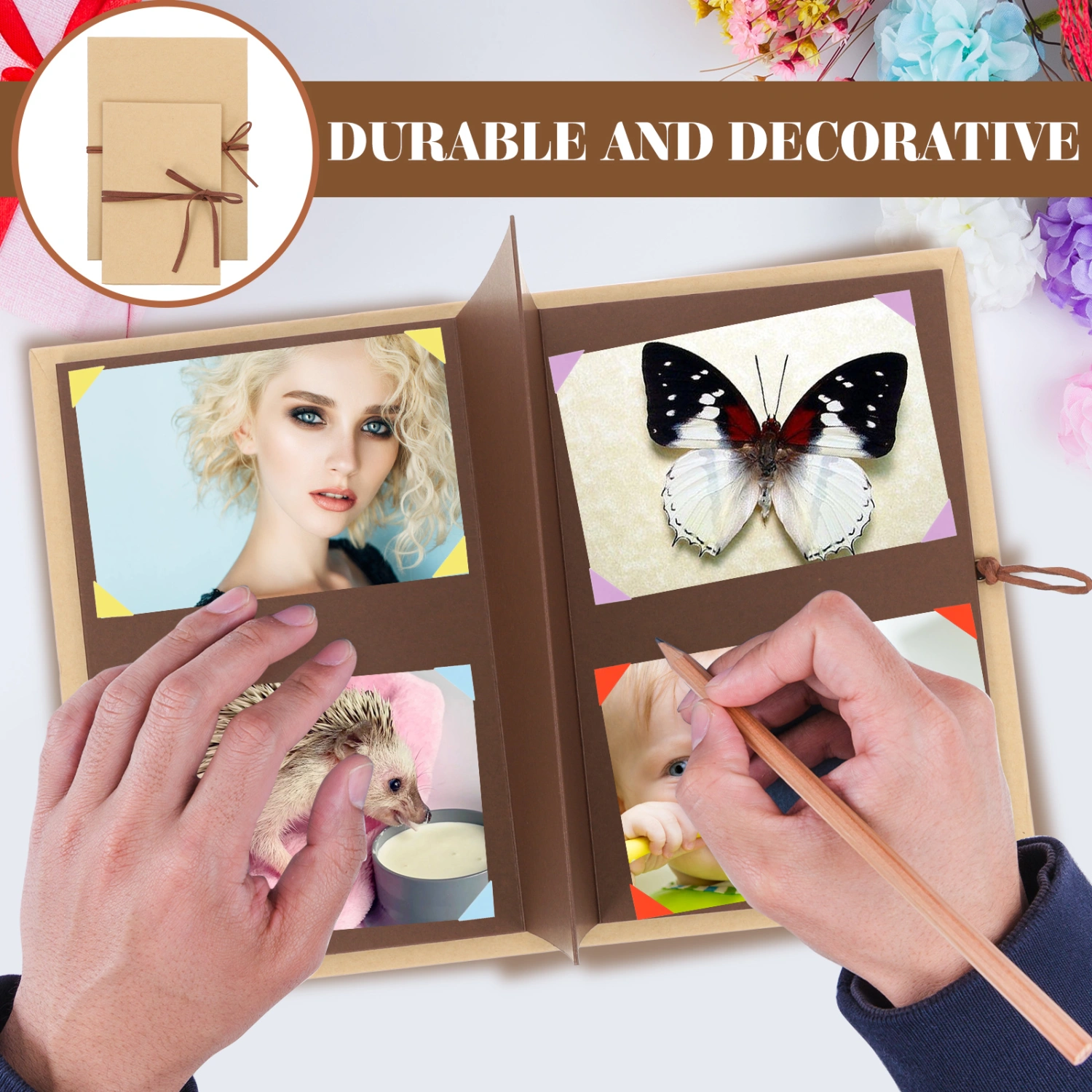 2pcs Folding Page Photo Album Book Handicraft Photo Scrapbook Vintage DIY Album