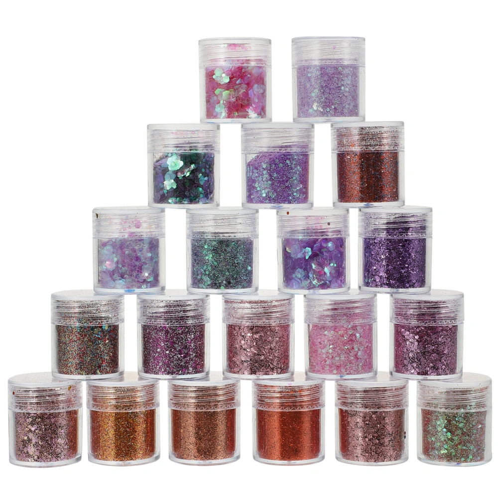 20 Bottles of DIY Manicure Crafting Glitter Fingernail Glitter Art Multi-use Nail Glitter