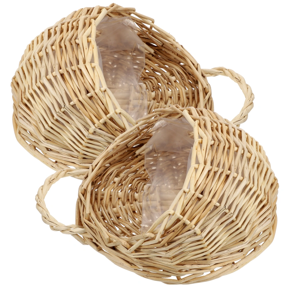 2pcs Woven Hanging Basket Wall Hanging Flower Baskets Weaving lants Basket for Home Garden