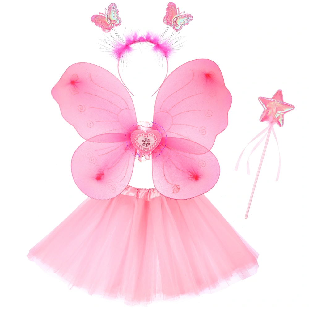 Fairy Costume Set for Girls Tutu Skirt Butterfly Wing Headband and Fairy Stick