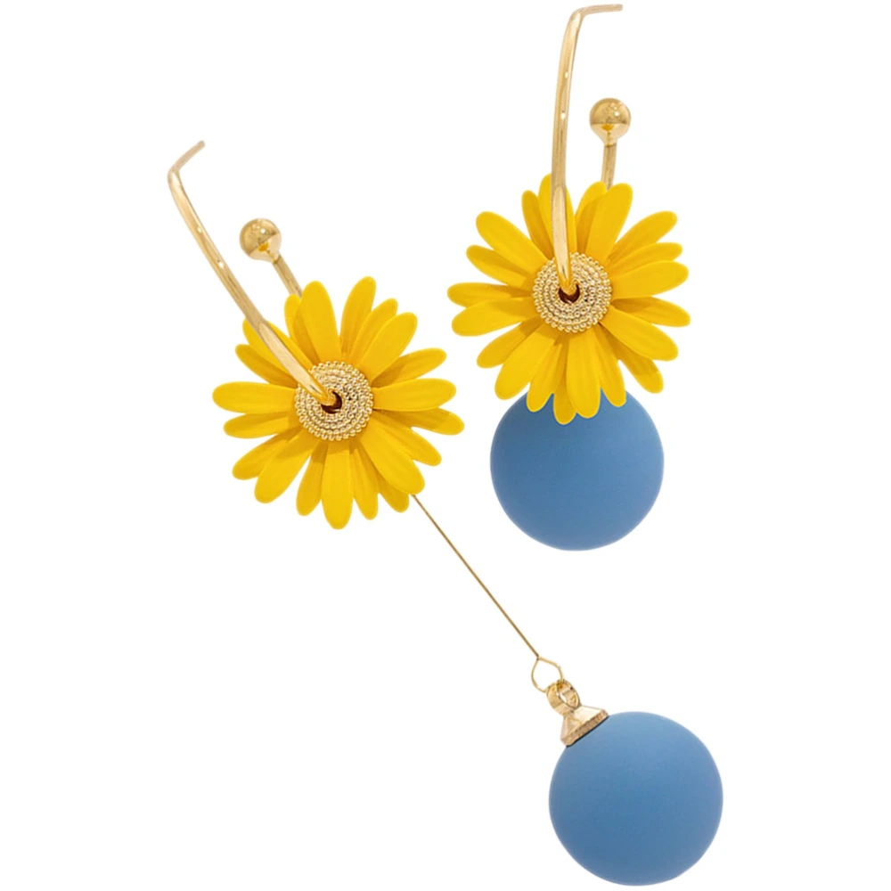 1 Pair Daisy Dangle Earrings Asymmetrical Daisy Earrings Women Trendy Costume Jewelry