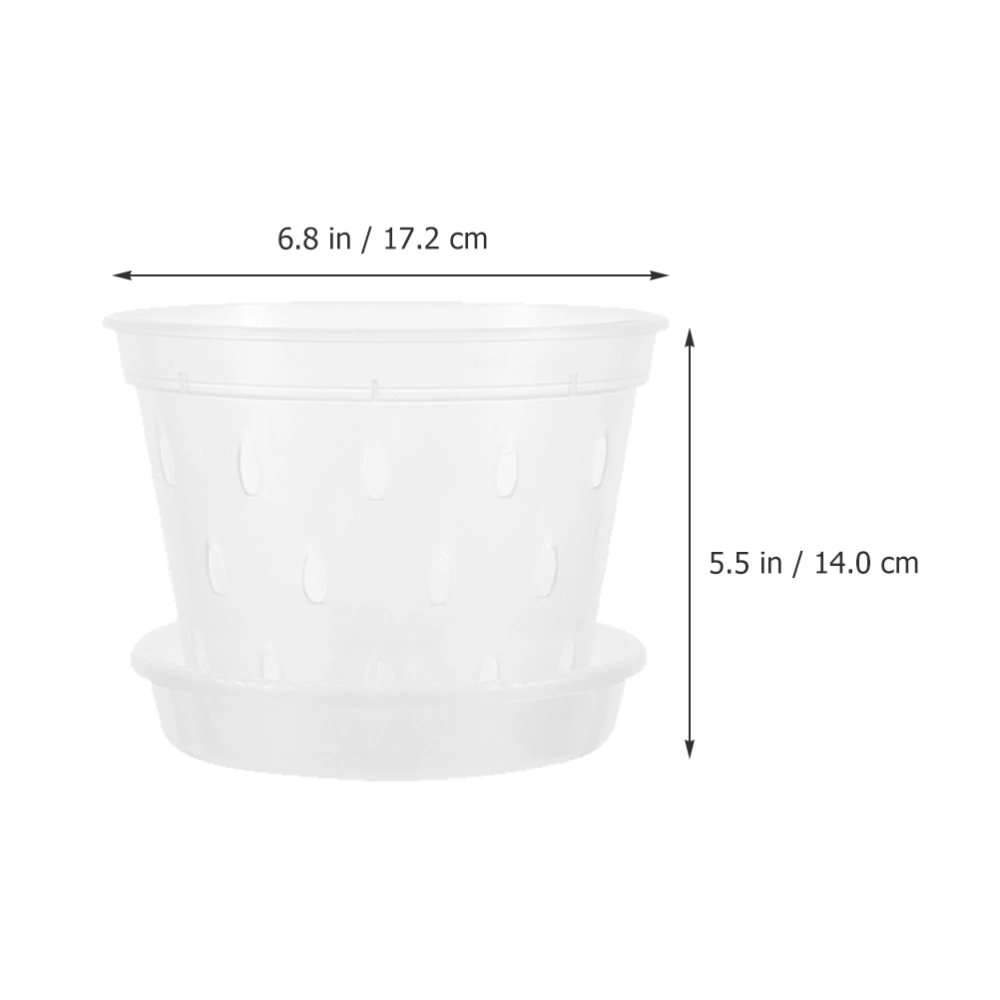 2 Sets Clear Plastic Orchid Pots Breathable Orchid Planters Plant Nursery Pots with Saucers