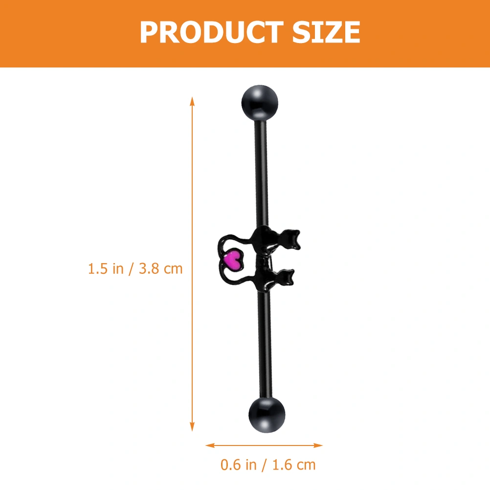 Stainless Steel Industrial Cartilage Earring Cat Earring Industrial Piercing Bar for Women