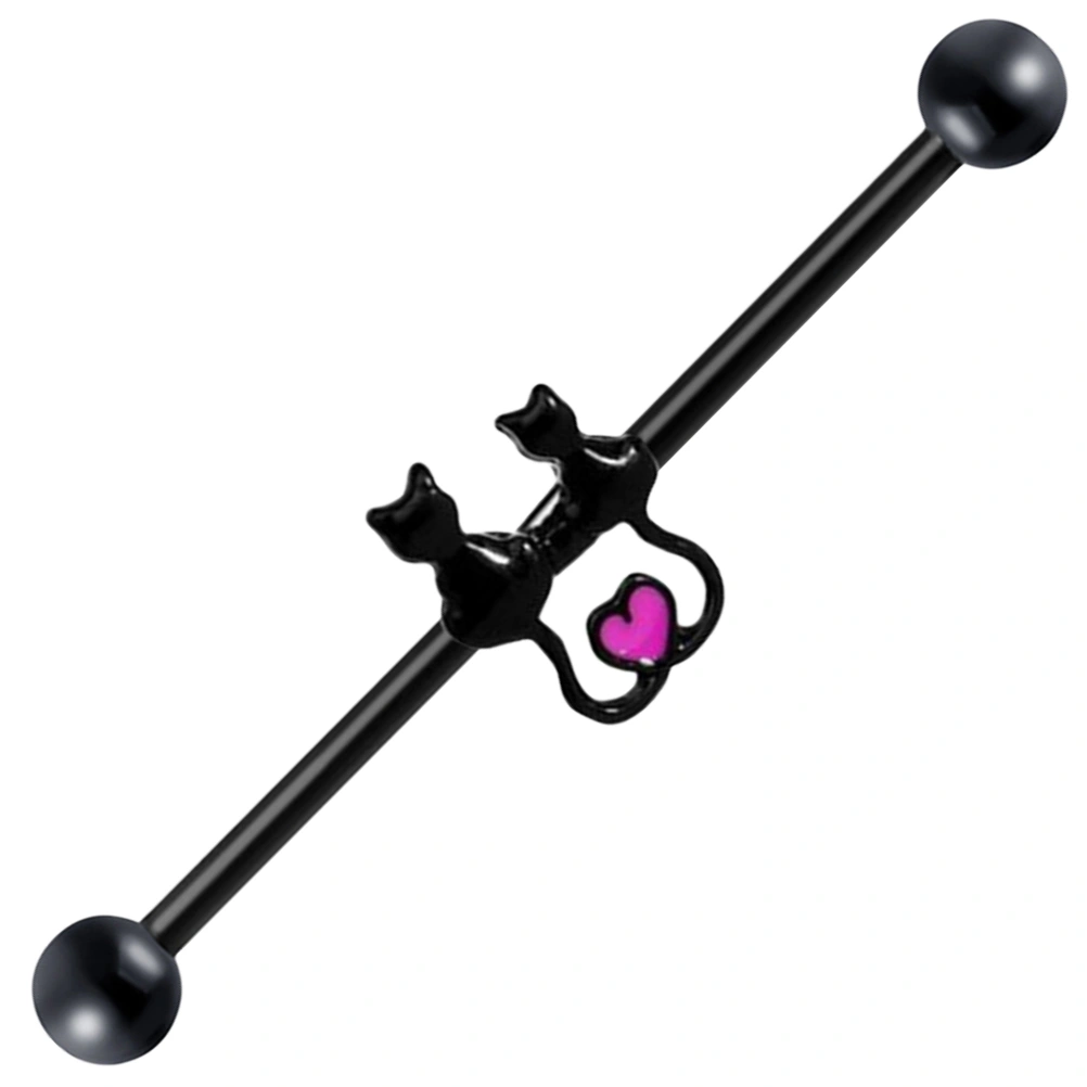 Stainless Steel Industrial Cartilage Earring Cat Earring Industrial Piercing Bar for Women