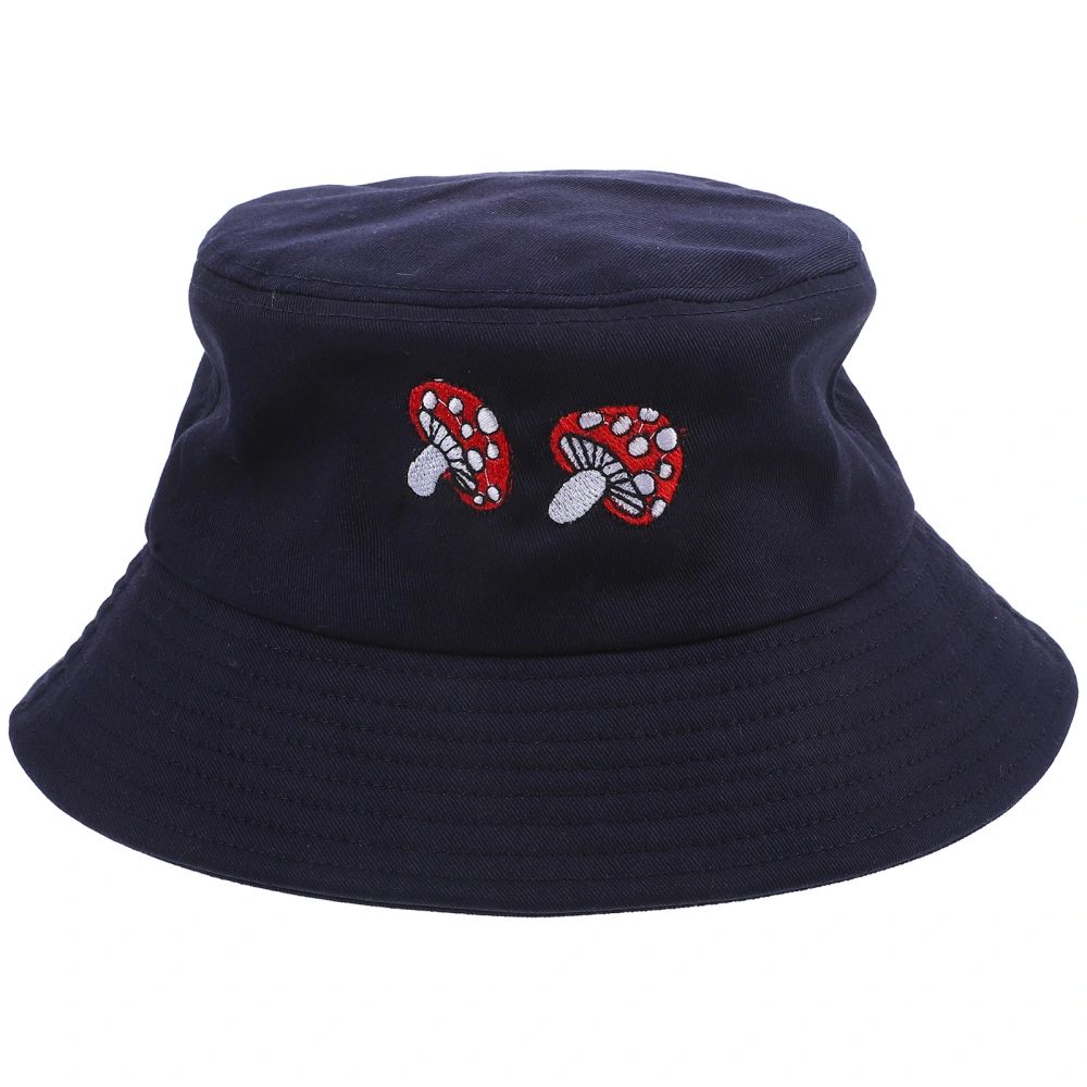 Mushroom Embroidery Bucket Hat Women Outdoor Camping Bucket Hat for Summer