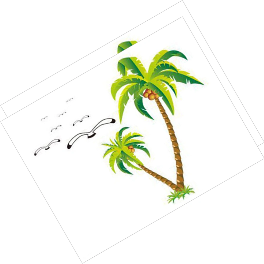 2 sets of Coconut Tree Wall Decoration Wall Stickers Removable Wall Decals