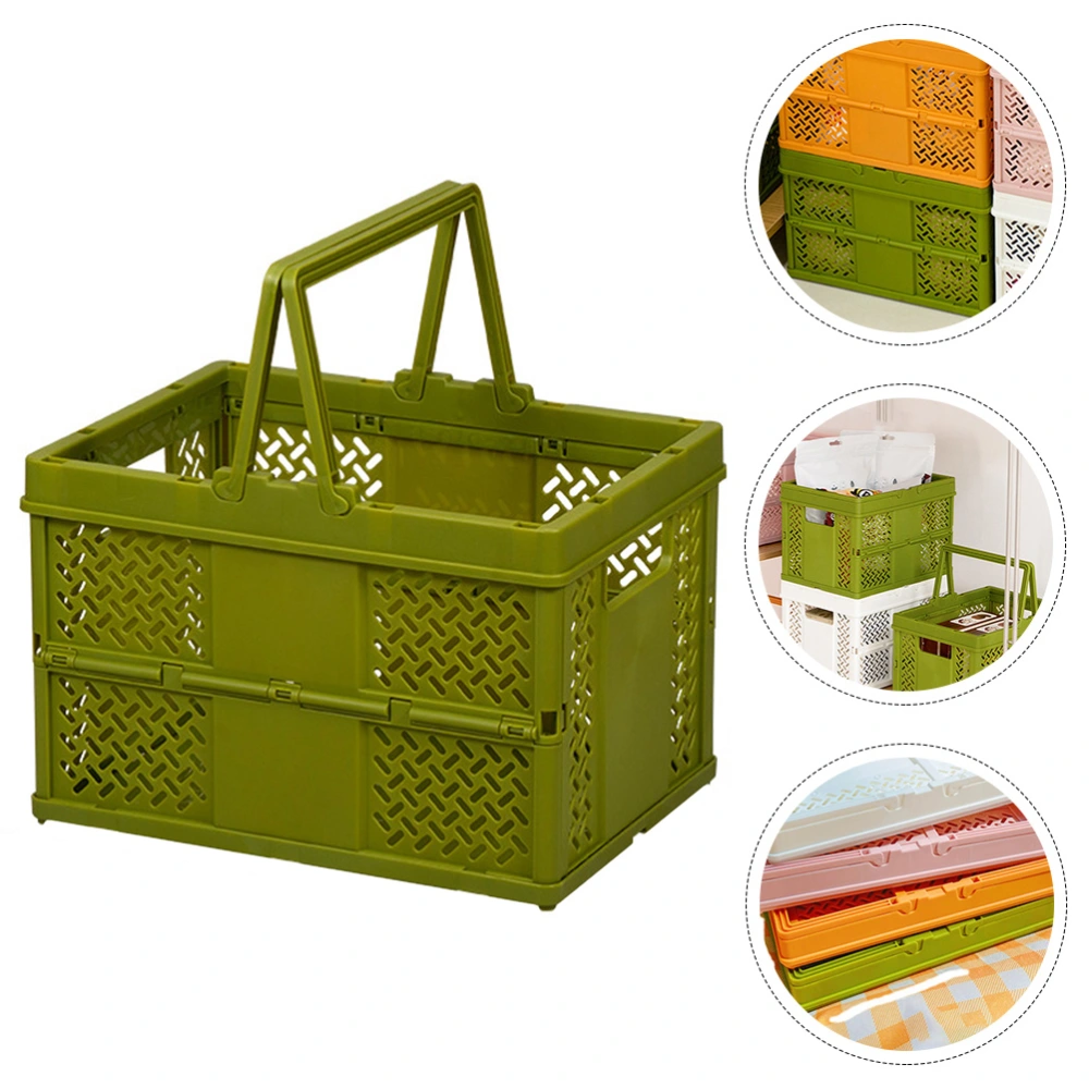 Household Practical Storage Basket Handheld Plastic Sundries Storage Basket Folding Box With Handle