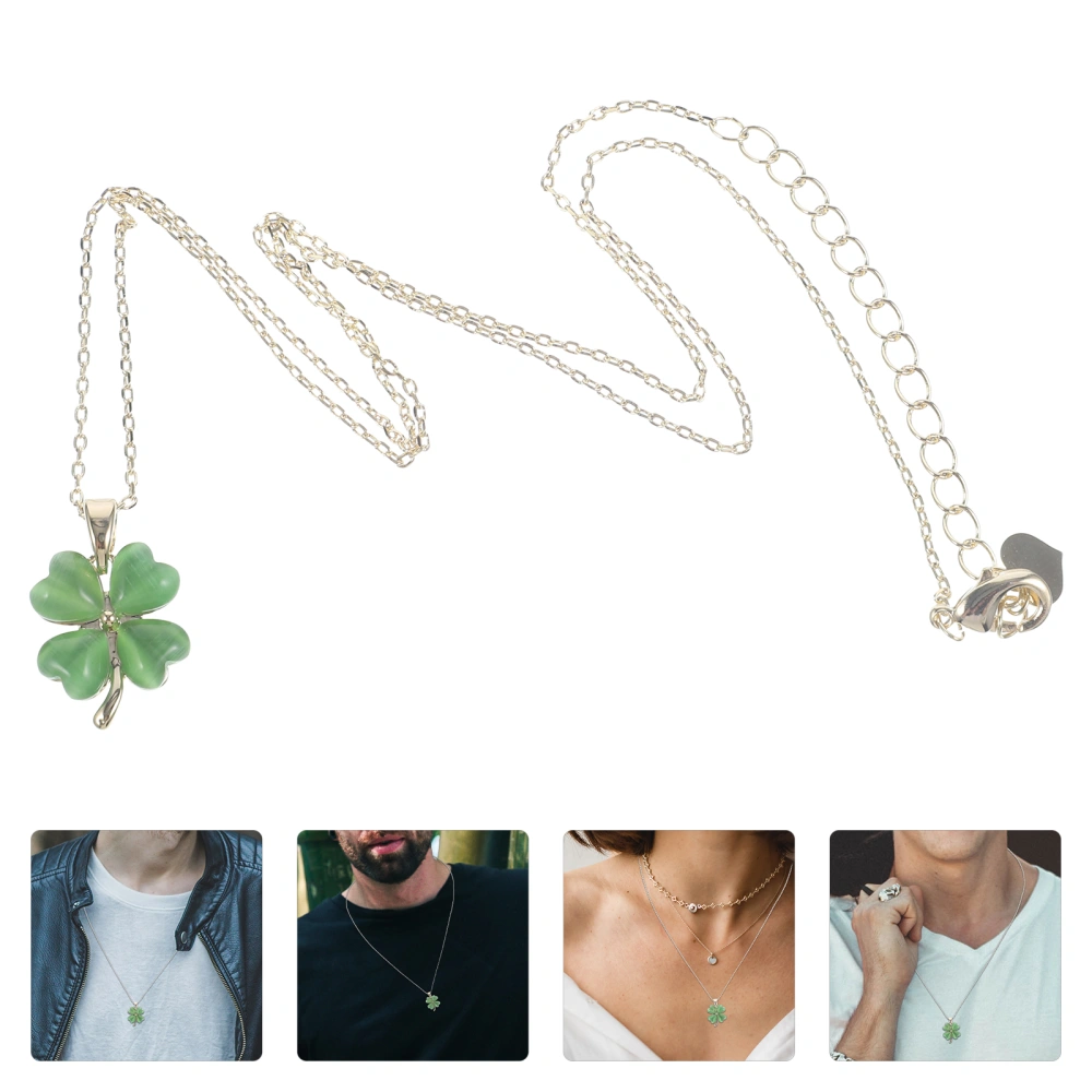 Exquisite Four-leaved Clover Necklace Premium Opal Necklace All-match Pendant For Girls And Boys