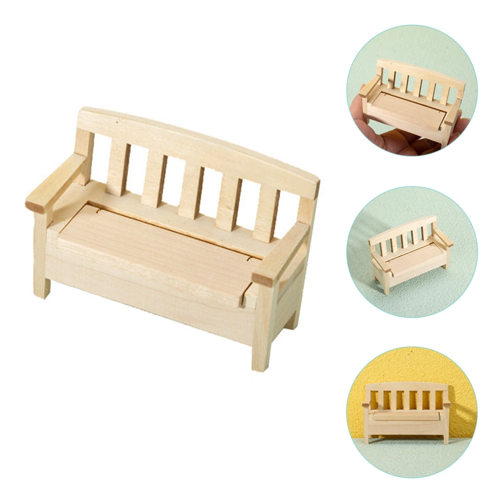 Mini Wood Bench Model Miniature House Furniture Mini House Decorative Accessories