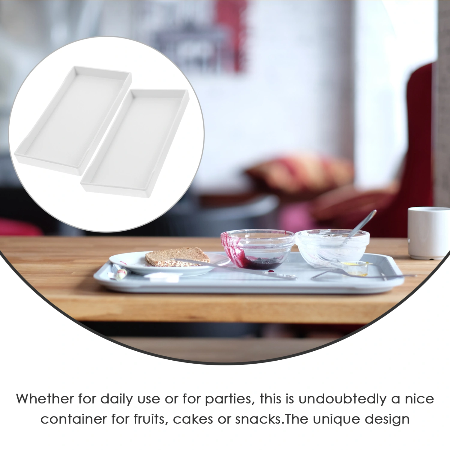 2Pcs Household Snack Tray Rectangle Fruit Tray Tea Serving Tray Convenient Serving Tray