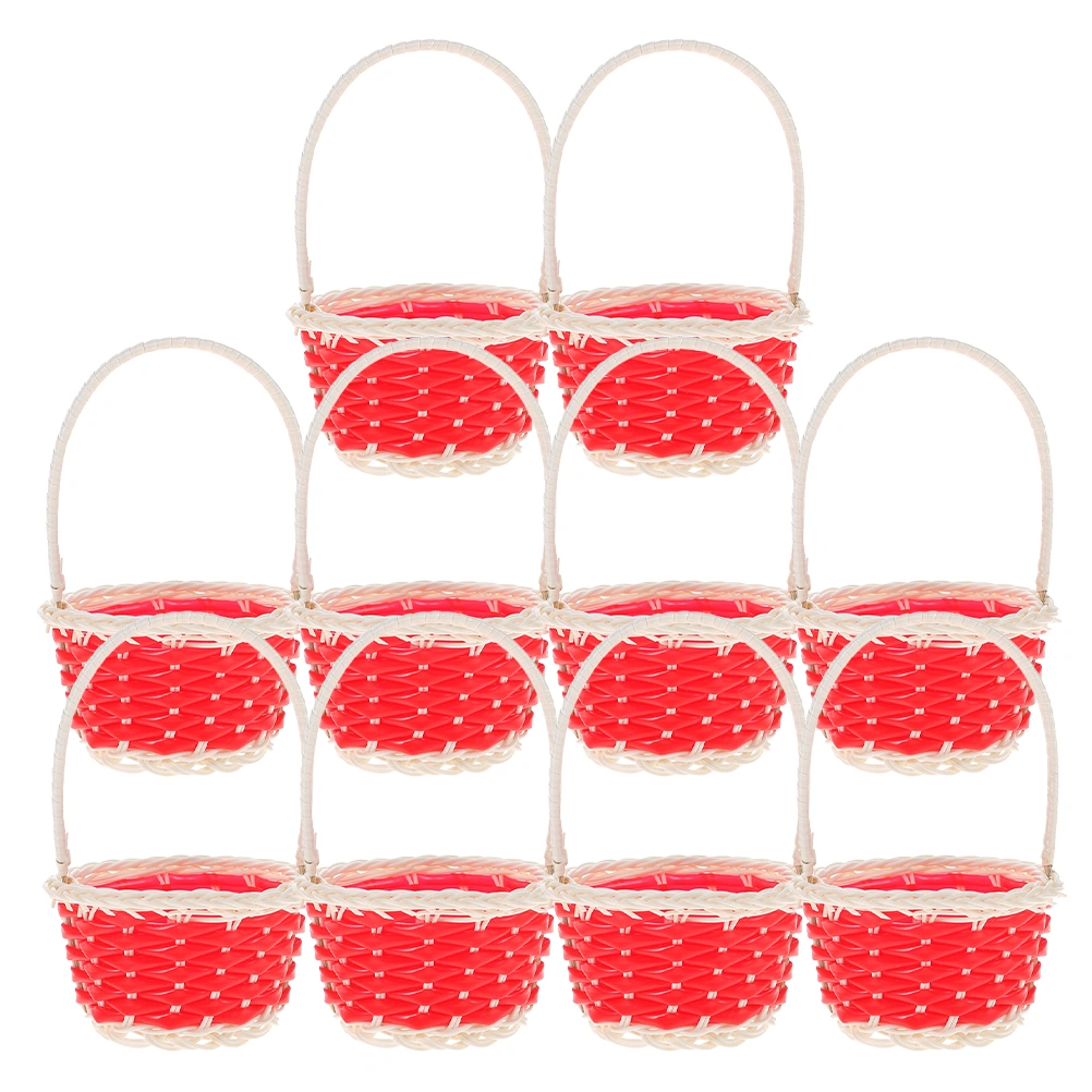 10pcs  Portable Basket  Mini Picnic Baskets Party Favor Mini Woven Baskets