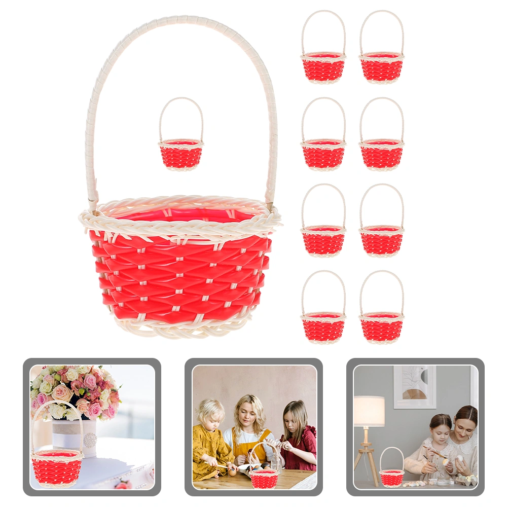 10pcs  Portable Basket  Mini Picnic Baskets Party Favor Mini Woven Baskets
