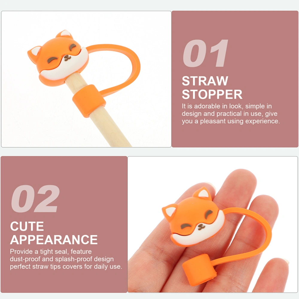 8pcs Reusable Drinking Straw Caps Straw Lids Cartoon Animal Design Straw Plugs Straw Tips