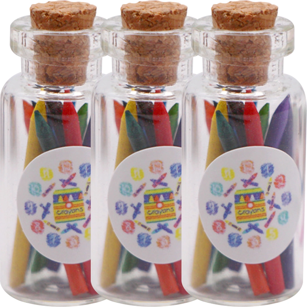 3 Set Miniature Bottled Crayons Mini Crayons in Bottle Model Mini House Decoration