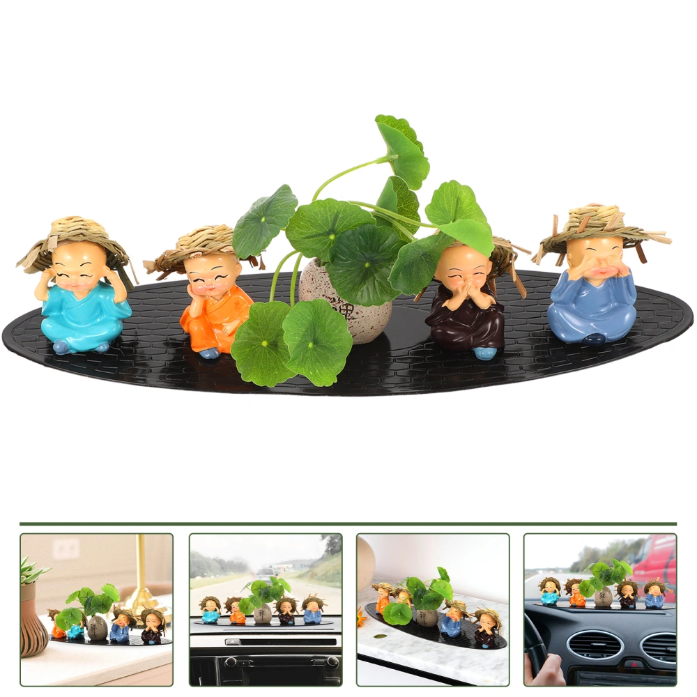 4pcs Dashboard Small Monk Ornament Auto Car Decorative Small Monk Models