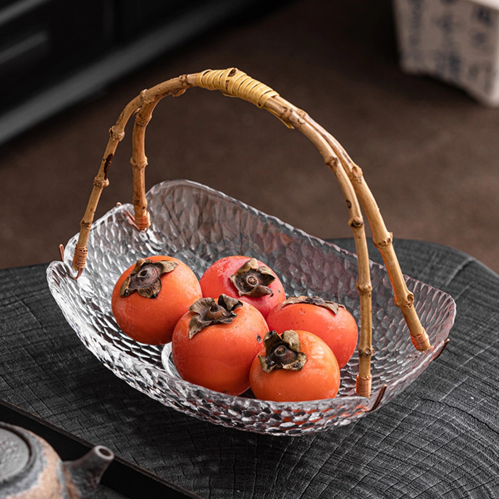 Glass Fruit Tray Handheld Fruits Holder Glass Snacks Plate Decorative Snacks Serving Tray