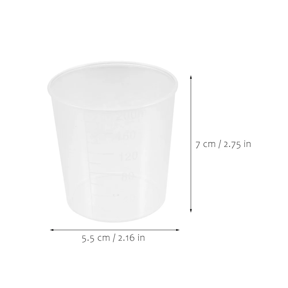 20Pcs Scale Measuring Cups Transparent Scale Cups Clear Practical Mixing Cups(200ml)