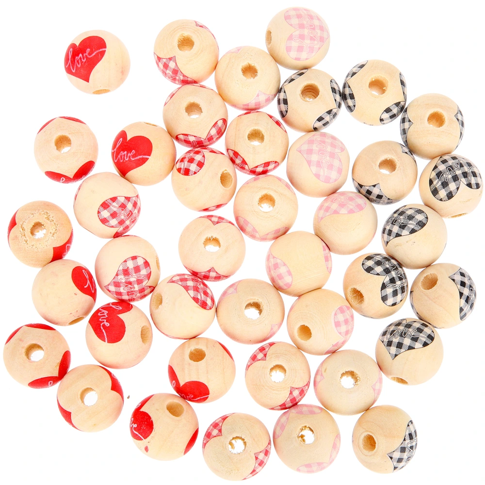 40Pcs Wood Beads Heart Beads Farmhouse Beads for Thanksgiving Christmas Valentine Garland