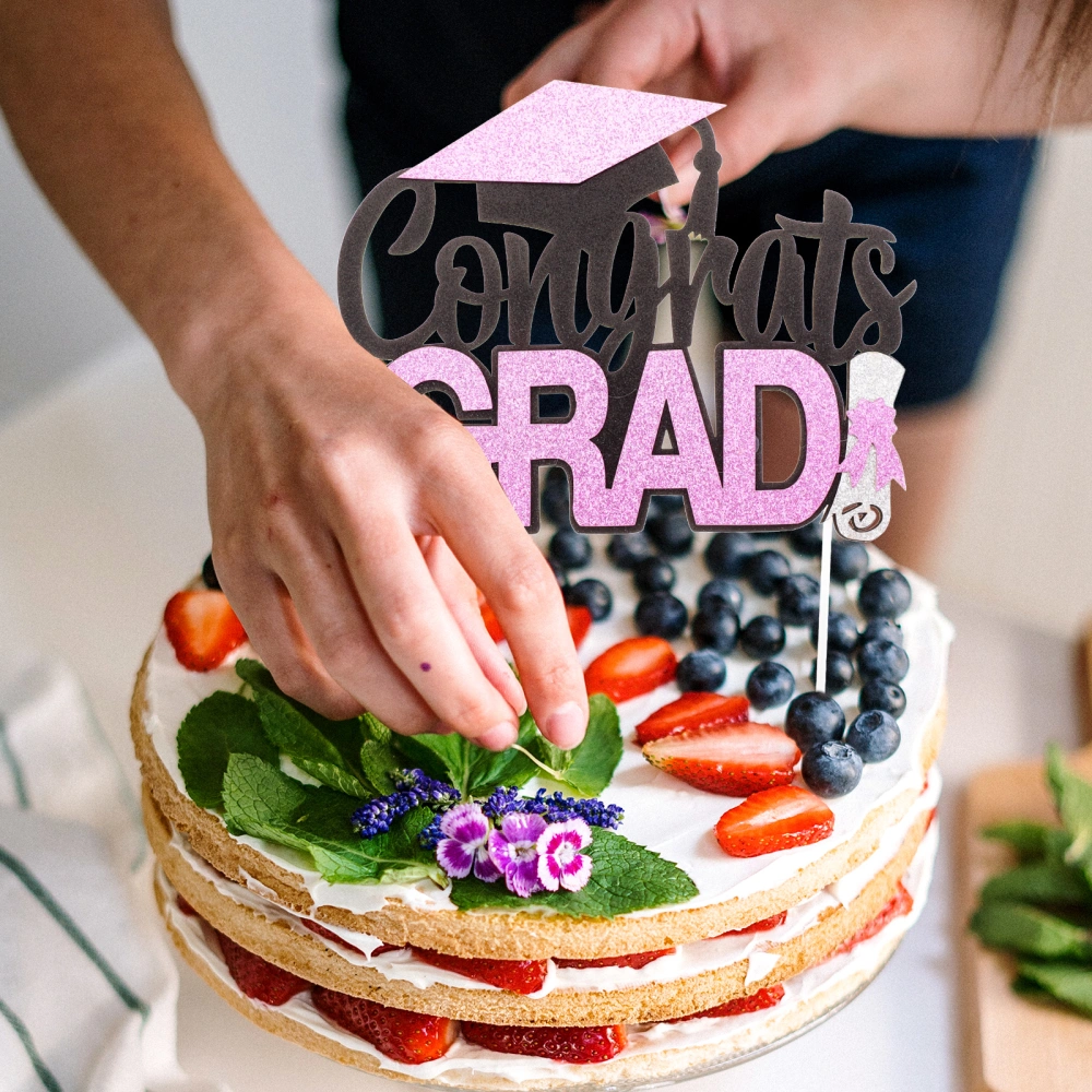 4pcs Paper Congrats Grad Cupcake Topper 2023 Graduation Party Cake Decoration