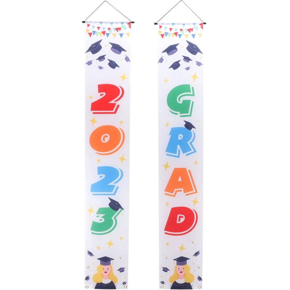 1 Pair 2023 Grad Porch Sign Door Banner Graduation Party Banner Door Sign