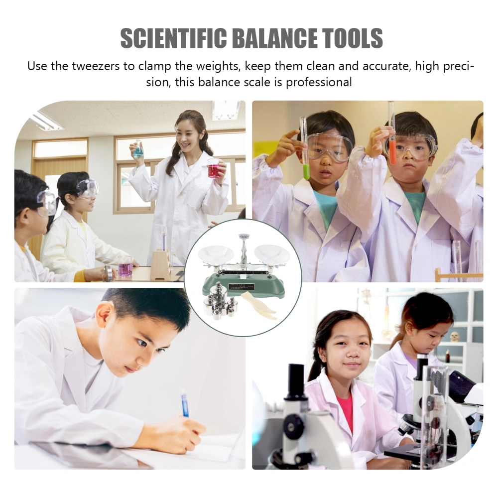 1 Set Balance Scale Laboratory Triple Beam Balance Scale Teaching Tool with Weights Tweezers