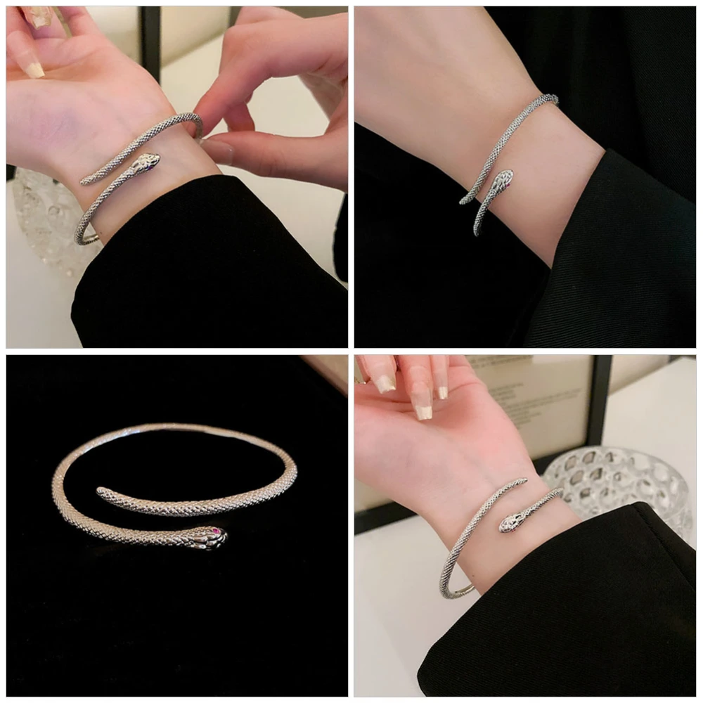 Snake Bangle Bracelet Opening Cuff Bangle Stylish Women Wrist Jewelry